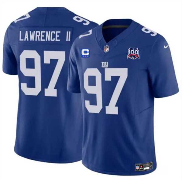 Men & Women & Youth New York Giants #97 Dexter Lawrence II Blue 2024 F.U.S.E. With 3-Star C Patch And 100TH Season Patch Vapor Untouchable Limited Stitched Jersey